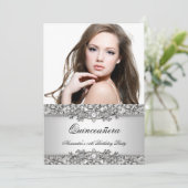 キンセアニェラエレガントシルバーホワイトダイヤモンド写真 招待状 (スタンド正面)