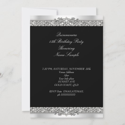 キンセアニェラエレガントシルバーホワイトダイヤモンド写真 招待状 (裏面)