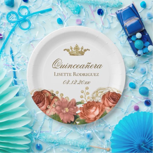 キンセアニェラエレガントティアラフローラ ペーパープレート (パーティー)