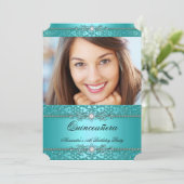 キンセアニェラエレガントティール(緑がかった色)ブルーダイヤモンド写真 招待状 (スタンド正面)