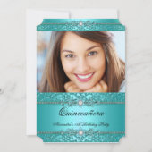 キンセアニェラエレガントティール(緑がかった色)ブルーダイヤモンド写真 招待状 (正面)