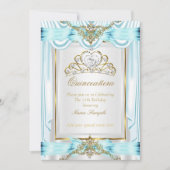 キンセアニェラエレガントティール（緑がかった色）ブルー金ゴールドシルバーホワイト 招待状 (正面)