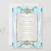 キンセアニェラエレガントティール（緑がかった色）ブルー金ゴールドシルバーホワイト 招待状 (裏面)