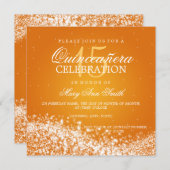 キンセアニェラエレガントパーティーウェきらめくーブ2オレンジ 招待状 (正面/裏面)