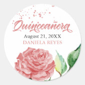 キンセアニェラエレガントピンクローズウォーターカスタムカラー ラウンドシール (正面)