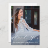 キンセアニェラエレガントフローラスクリプトありがとう写真 招待状 (正面/裏面)