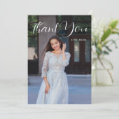 キンセアニェラエレガントフローラスクリプトありがとう写真 招待状 (スタンド正面)