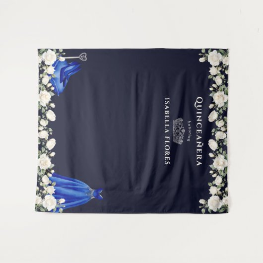 キンセアニェラエレガントフローラプリンセスダークブルー タペストリー (正面(横))