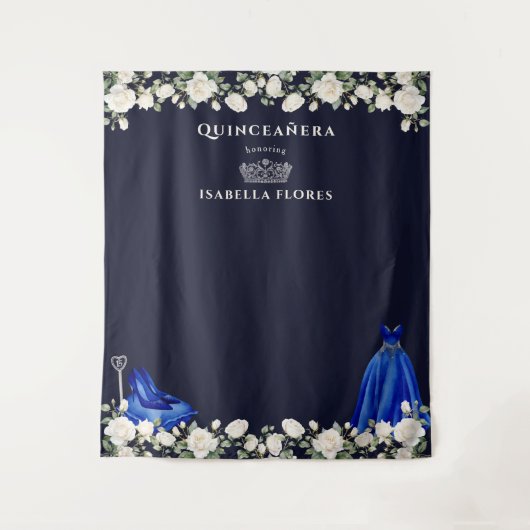 キンセアニェラエレガントフローラプリンセスダークブルー タペストリー (正面)