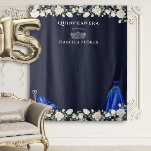 キンセアニェラエレガントフローラプリンセスダークブルー タペストリー