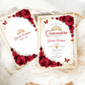 キンセアニェラエレガントレッドローゼス金ゴールドホワイト 招待状