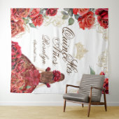 キンセアニェラエレガントレッドローゼズバックドラップテーペストリー タペストリー (インサイチュ(横))