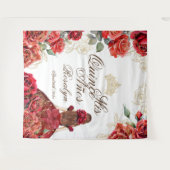 キンセアニェラエレガントレッドローゼズバックドラップテーペストリー タペストリー (正面(横))