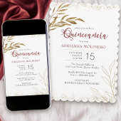 キンセアニェラエレガント赤と金ゴールドリーフ 招待状