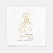 キンセアニェラエレガント金ゴールドドレススクリプト15誕生日 スタンダードカクテルナプキン (正面)