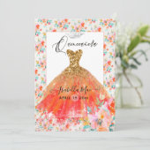 キンセアニェラオレンジスパークルガウン水彩花 招待状 (スタンド正面)