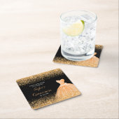 キンセアニェラオレンジフェイクグリッター スクエアペーパーコースター (インサイチュ)