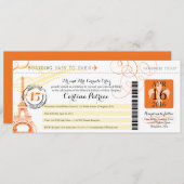 キンセアニェラオレンジ&イエローパリボーディングパス 招待状 (正面/裏面)