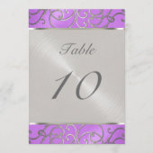 キンセアニェラオーキッドパープルシルバーフィリグリー渦巻き 招待状 (正面)