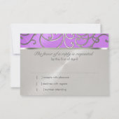 キンセアニェラオーキッドパープルシルバーフィリグリー渦巻き 招待状 (裏面)