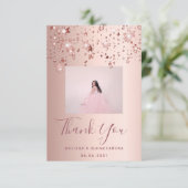 キンセアニェラカスタムフォトバラ金ゴールドピンク星 サンキューカード (スタンド正面)