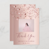 キンセアニェラカスタムフォトバラ金ゴールドピンク星 サンキューカード (正面/裏面)