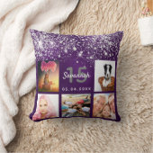 キンセアニェラカスタムフォトパープルシルバーグリッター クッション (ブランケット)