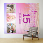 キンセアニェラカスタムフォトピンクパープルドリップ タペストリー (インサイチュ(横))