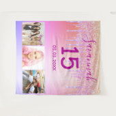 キンセアニェラカスタムフォトピンクパープルドリップ タペストリー (正面(横))