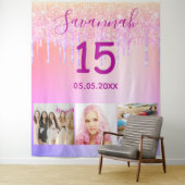 キンセアニェラカスタムフォトピンクパープルドリップ タペストリー (インサイチュ)