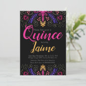 キンセアニェラカリンおもしろい点々のあるフローラピンクブラック 招待状 (スタンド正面)