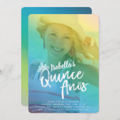 キンセアニェラガールカラフルバースデーパーティー招待状 招待状 (正面/裏面)