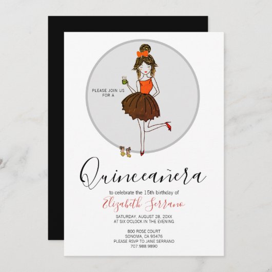 キンセアニェラガールパーティードレス 招待状 (正面/裏面)