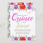キンセアニェラクインスウォーターカラーフローラピンクホワイト 招待状 (正面/裏面)