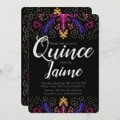 キンセアニェラクインズおもしろい点々のあるフローラシック 招待状 (正面/裏面)