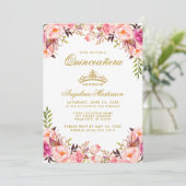 キンセアニェラクラウンピンク赤面フローラ金ゴールド 招待状 (スタンド正面)
