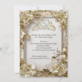 キンセアニェラクリームフローラ金ゴールドホワイトティアラパーティー 招待状 (裏面)