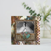 キンセアニェラグラッドスウィート16ヴィンテージレザーフォト 招待状 (スタンド正面)