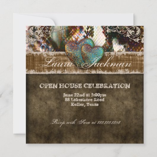 キンセアニェラグラッドスウィート16ヴィンテージレザーフォト 招待状 (裏面)