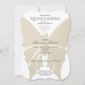 キンセアニェラグリッター金ゴールドバタフライ15th誕生日 招待状 (正面)