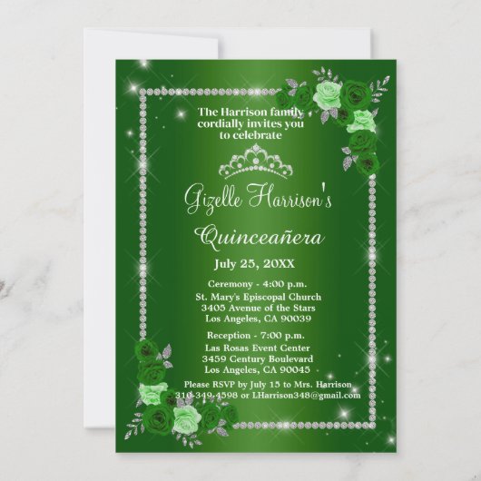 キンセアニェラグリーンとシルバーエレガントフローラ 招待状 (裏面)