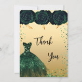キンセアニェラグリーンドレス花サンキューカード 招待状 (正面)