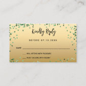 キンセアニェラグリーンドレス金ゴールドRSVPカード エンクロージャーカード (正面)