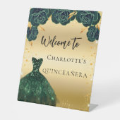 キンセアニェラグリーン金ゴールドドレス花歓迎 台座サイン (正面)