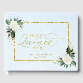 キンセアニェラゲストブックダスティブルーゴールドフォイルフローラ ゲストブック (正面)