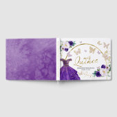 キンセアニェラゲストブックパープルバタフライドレス ゲストブック (全面)