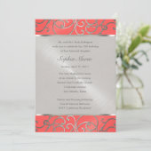 キンセアニェラコーラルピンクとシルバーフィリグリーの渦巻き 招待状 (スタンド正面)