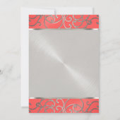 キンセアニェラコーラルピンクとシルバーフィリグリーの渦巻き 招待状 (裏面)