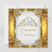 キンセアニェラゴールデンホワイトパールレースティアラ誕生日 招待状 (裏面)