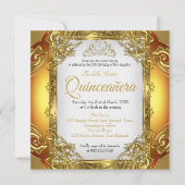 キンセアニェラゴールデンホワイトパールレースティアラ誕生日 招待状 (正面)